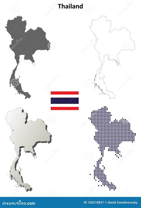 Thailand Blank Detailed Outline Map Set Stock Vector Illustration Of