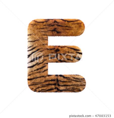 Tiger Letter E Capital 3d Feline Fur Font Stock Illustration
