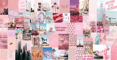Trendy Light Pink Aesthetic Wall Collage Kit Digital Etsy Pink Wallpaper Laptop Pink