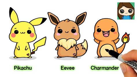 How To Draw Chibi Easy Pokemon 1 Pikachu Eevee Charmander