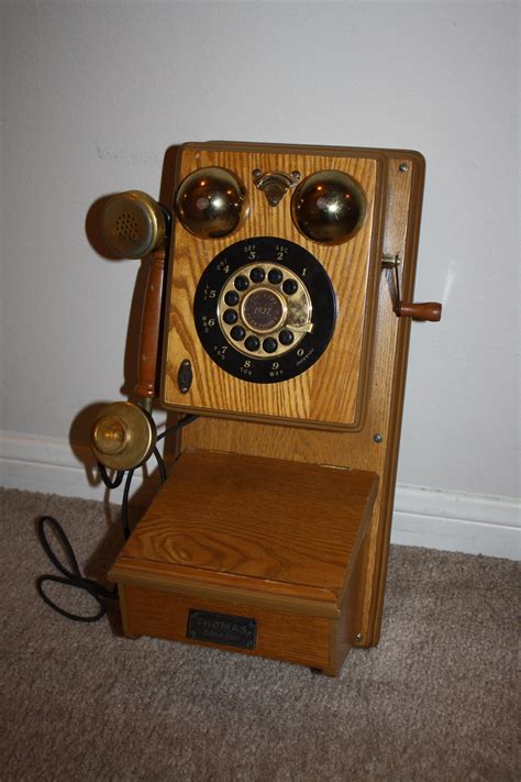 Vintage Wooden Wall Telephone Thomas 1927 Country Store Collectors