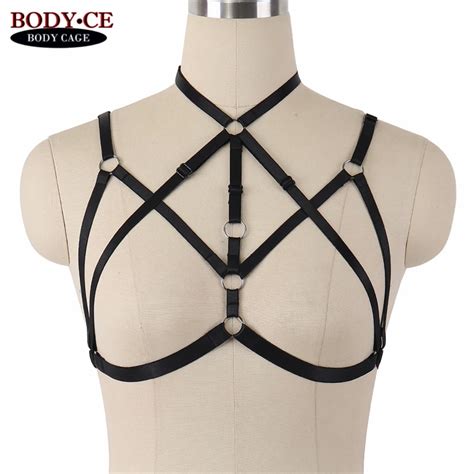 10pcs women sexy body harness bra open cage chest bondage lingerie black elastic strap tops new