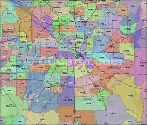 Dallas Zip Codes Dallas County Zip Code Boundary Map Printable Map Of