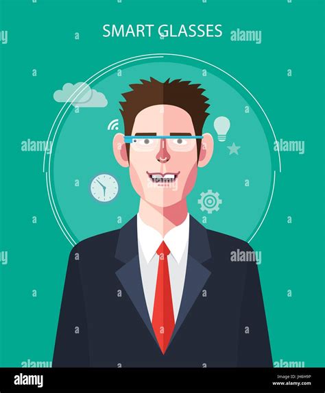 Flat Character Of Smart Glasses Concept Illustrations Stock Vector