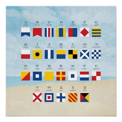 Almost every phone call you make these days requires an area code. Nautical Signal Flag Alphabet and Beach 2 Poster | Zazzle ...