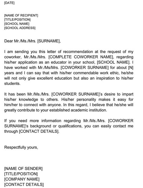 Letter Of Recommendation Coworker For Your Needs Letter Template Collection