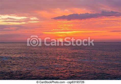 Vibrant Sunrise Over The Atlantic Ocean Beautiful Sunrise From Cape