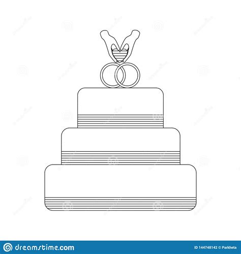 Red food coloring added to chocolate cake batter creates a rich red hue that pops against white frosting when sliced. Wedding cake outline stock vector. Illustration of family ...