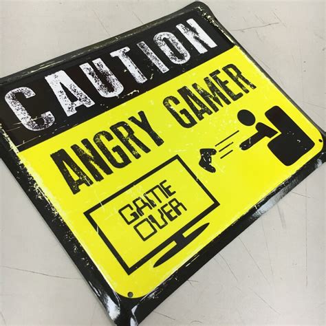 Caution Angry Gamer Tin Sign Angry Gamer Sign Warning Pro Etsy