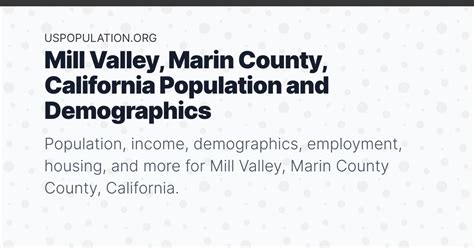 Mill Valley Marin County California Population Income Demographics
