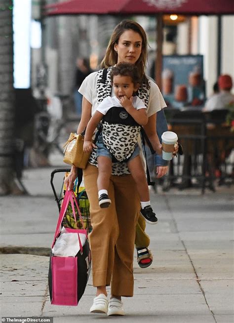 Jessica Albas Toddler Son Hangs Out In 300 Honest Baby Carrier While