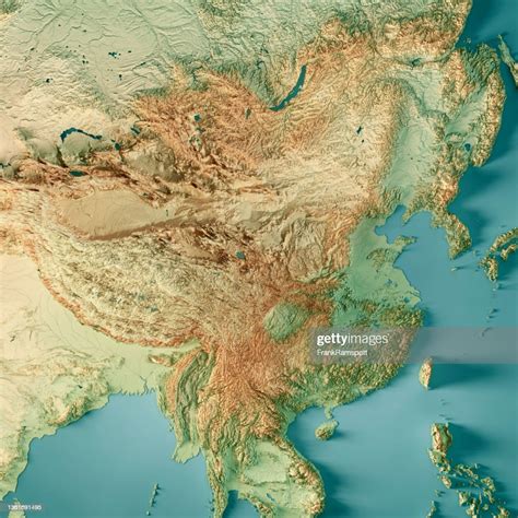 China 3d Render Topographic Map Color High Res Stock Photo Getty Images