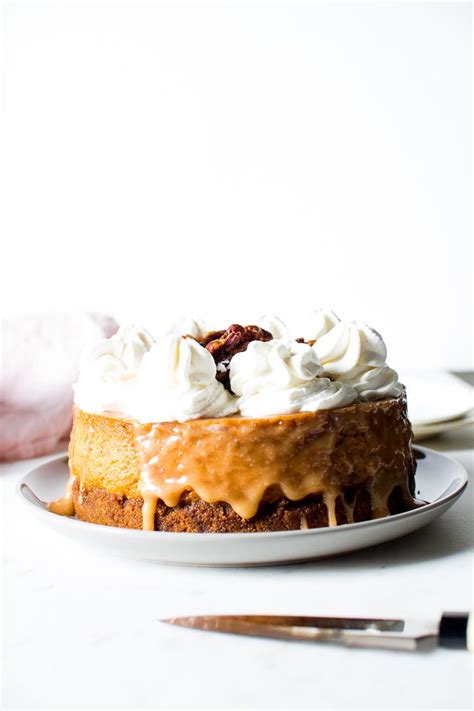 Pumpkin Spice Cheesecake With Salted Caramel Candied Pecans