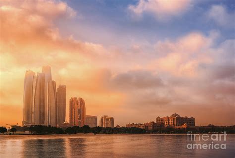 Abu Dhabi Cityscape And Skyline At A Warm Sunrise Abudhabi Uae