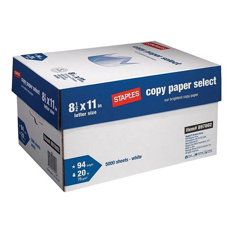 Staples Select 85 X 11 Copy Paper 20 Lbs 94 Brightness 500rm 10 Rm