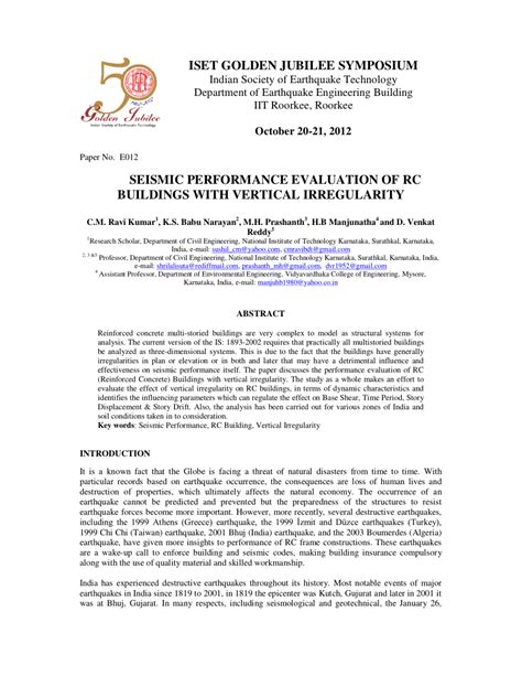 Pdf Seismic Performance Evaluation Of Rc Buildings With Vertical