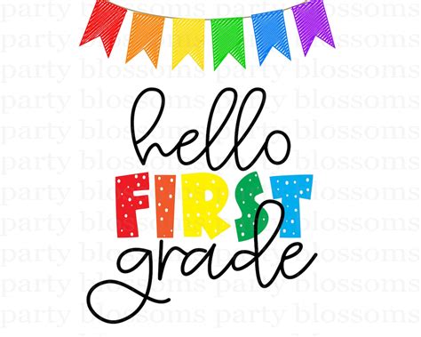 Instant Download Rainbow Hello First 1st Grade Chalkboard Sign Etsy