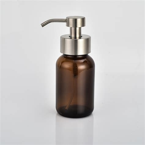Find foaming soap dispensers that pump out a pleasant, diluted lather. 250ml Wide Mouth Amber Glass Foaming Soap Dispenser With Silver 304 Stainless Steel Foam Pump ...