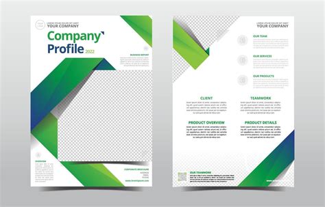 Company Profile Template Green And Blue Shapes 3551844 Vector Art At