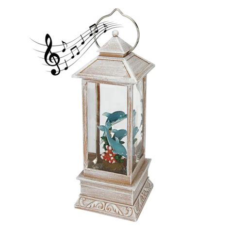 Swimming Dolphins Musical Snow Globe Battery Operated Led Lighted