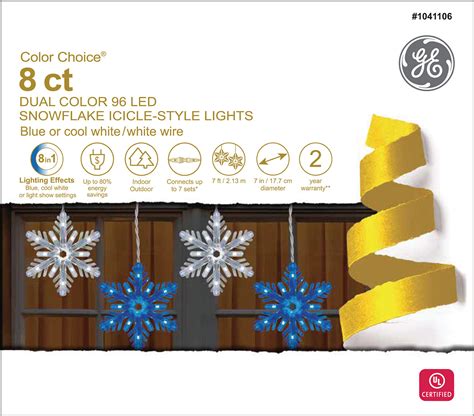 89150 Ge Color Choice Led 8pc Snowflake Icicle Style Lights 96ct