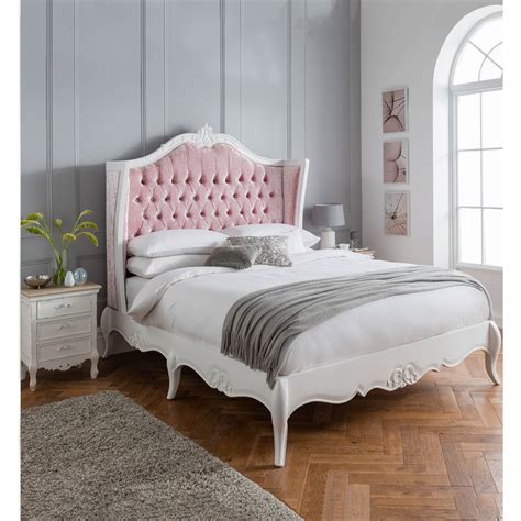 Pink Antique French Style Crushed Velvet Bed French Furniture Online