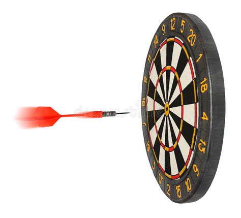 Dartboard With Dart Flying In Aim Stock Image Image Of Luck Blur