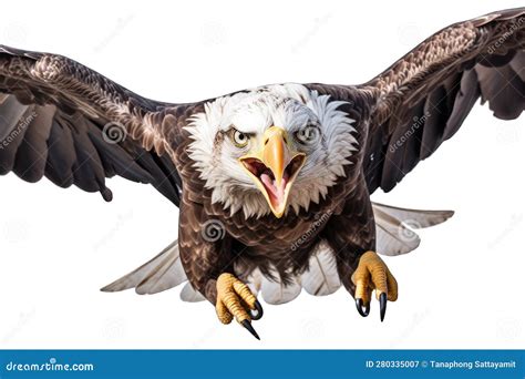 Bald Eagle Flying Swoop Attack Hand Draw Isolated On Transparent