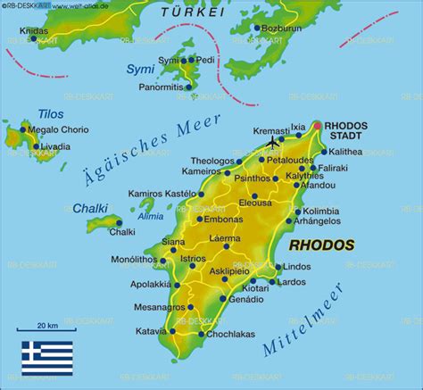 Karte Von Rhodos Griechenland Karte Auf Welt Atlas De Atlas Der Welt