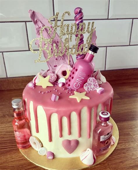 Pink Gin Drip Cake 21st Birthday Cakes 40th Birthday Cakes 25th Birthday Cakes