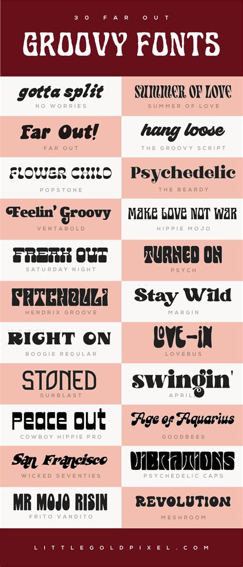 Thousands of designers (famous or not) use the image font detection system to find a font or similar free fonts from an image. Groovy Fonts • 30 Typefaces for Hippies • Little Gold Pixel