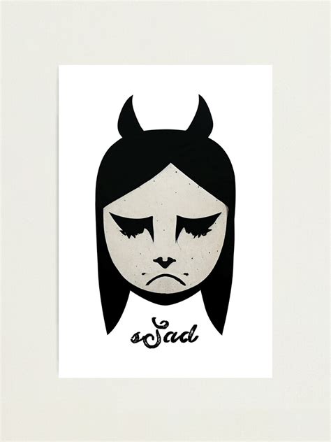 Sad Devil Girl Street Art Style Illustration Photographic Print For