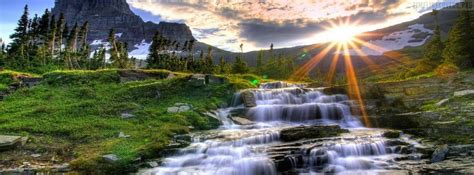 Waterfall And Mountains Facebook Cover Photo