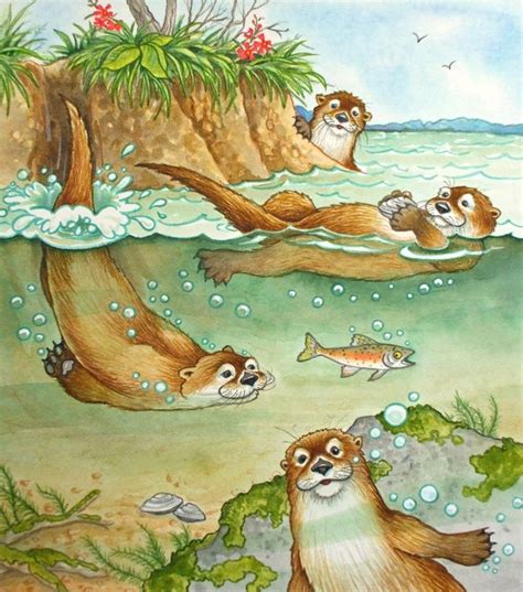 Otters Otter Art Cute Art Animal Illustration