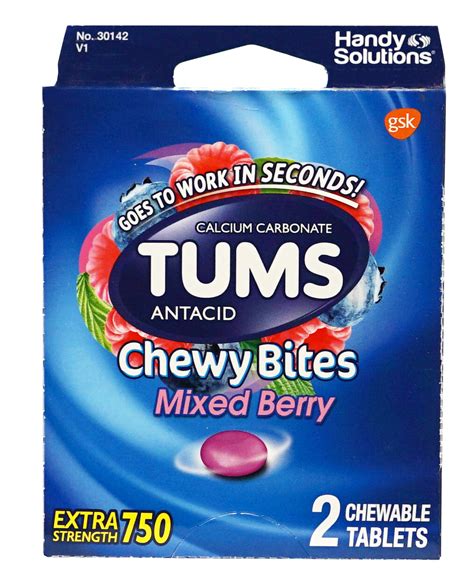 Tums Chewy Bites Mixed Berry 2 Ct Tablets Midwest Distribution
