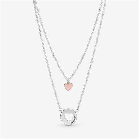 Pandora Two Hearts Layered Necklace In Rose Gold Metallic Lyst