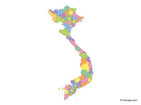Multicolor Map Of Vietnam With Provinces Free Vector Maps Map