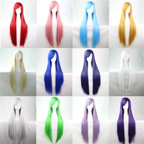 80 cm heat resistant harajuku anime cosplay wigs long straight synthetic hair wig wigs 15 colors