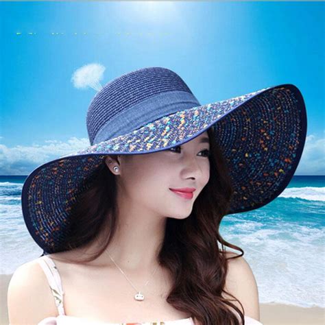 Ladundi 2018 Summer Womens Beach Hats Caps Foldable Chiffon Floppy Sun