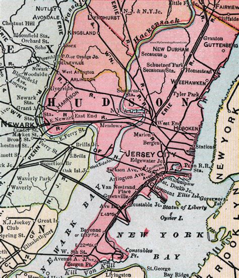 Hudson County New Jersey 1905 Map Cram Jersey City Bayonne Hoboken
