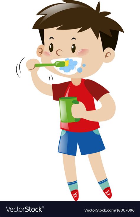 Little Boy Brushing Teeth Royalty Free Vector Image