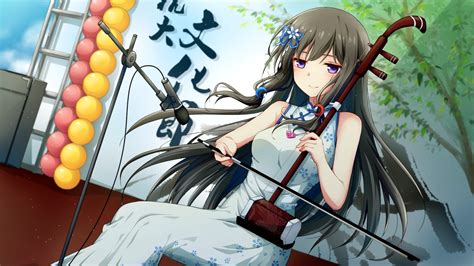 Purple eyes, also known as violet, lavender/lilac or amethyst (depending on the shade) are very, very rare in real life, and in fiction generally mean that a character is very special and mysteriously badass. Download 1920x1080 Anime Girl, Chinese Dress, Instrument ...