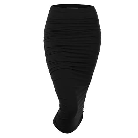 Doublju Doublju Womens Slim Fit Ruched Long Pencil Skirt Plus Size
