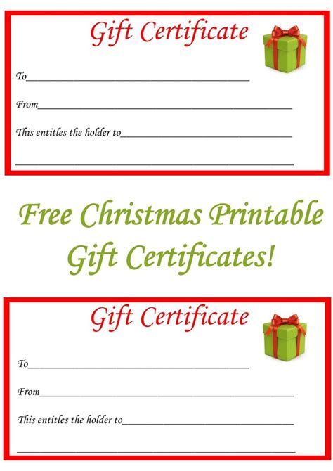 Free printable certificates for the classroom. Free Christmas Printable Gift Certificates | Christmas ...