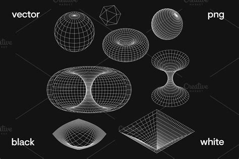 Wireframe Geometric Shapes Vector Pre Designed Photoshop Graphics