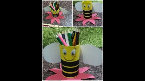 Easy Honey Bee Penpencil Holder Made With Tissue Paper Roller How