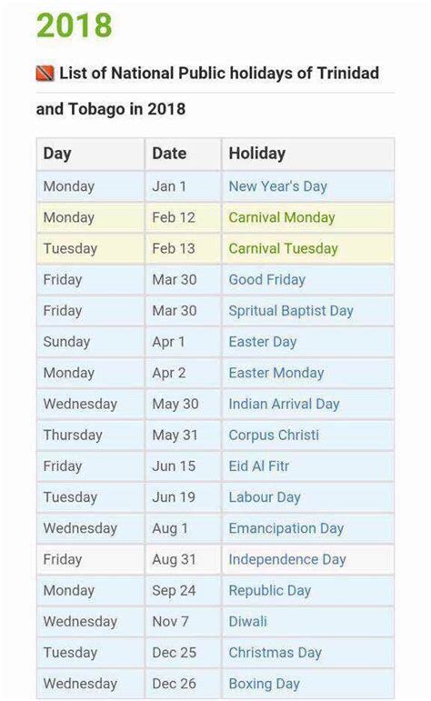 This page contains a calendar of all 2020 public holidays for sarawak. Trinidad Public Holidays 2020 Calendar | Go Calendar