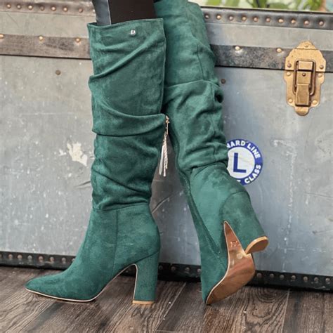 Una Healy Famous Friends Green Slouch Boots Millars Shoe Store