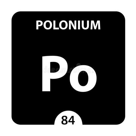 Símbolo De Polonio Signo Polonio Con Número Atómico Y Peso Atómico