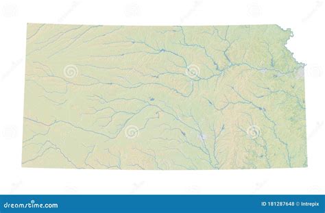 High Resolution Topographic Map Of Kansas Stock Illustration